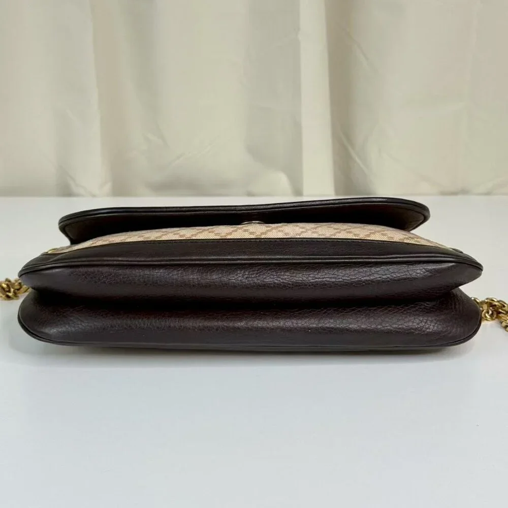 Gucci GG Logo Flap Shoulder Bag Crossbody Dark Purple Leather - Picture 5 of 9